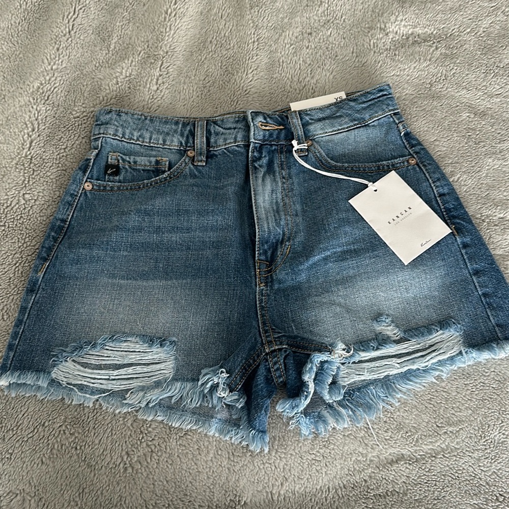 Hi rise denim shorts